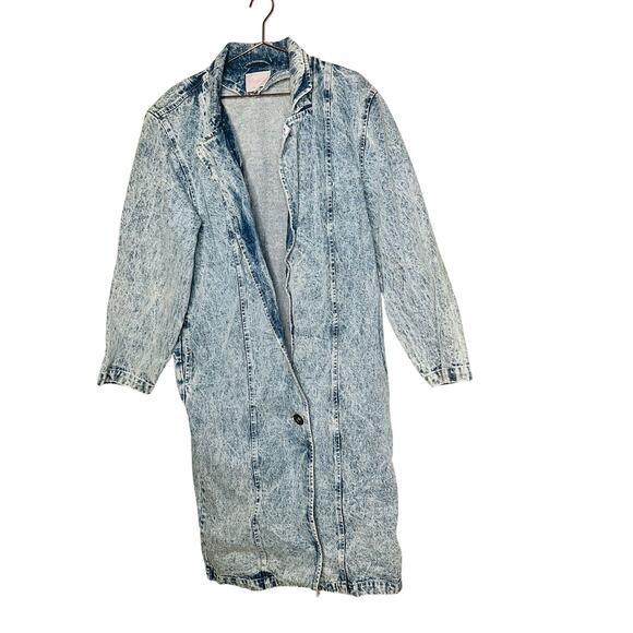 DANIEL Vintage Long Acid Washed Denim Duster Rancher Style Coat Size Medium - Picture 1 of 12